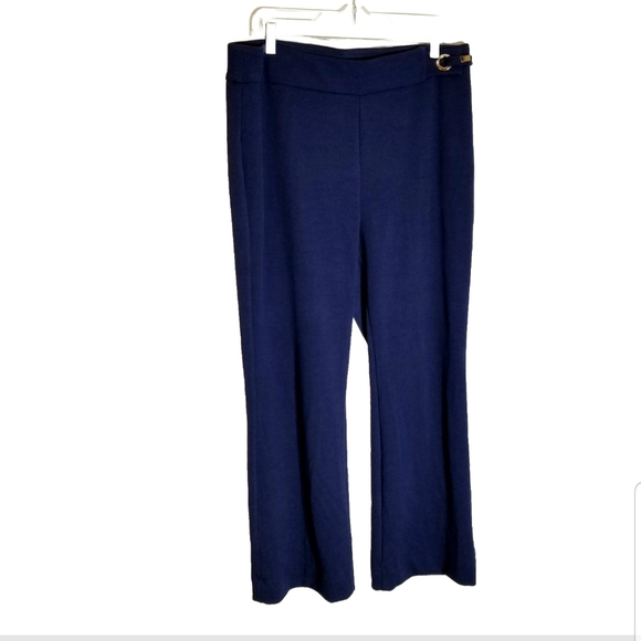 Chico’s 2R Pants Women's 12 Large Royal Blue Pull On Flared Leg Metal Detail - Picture 1 of 9